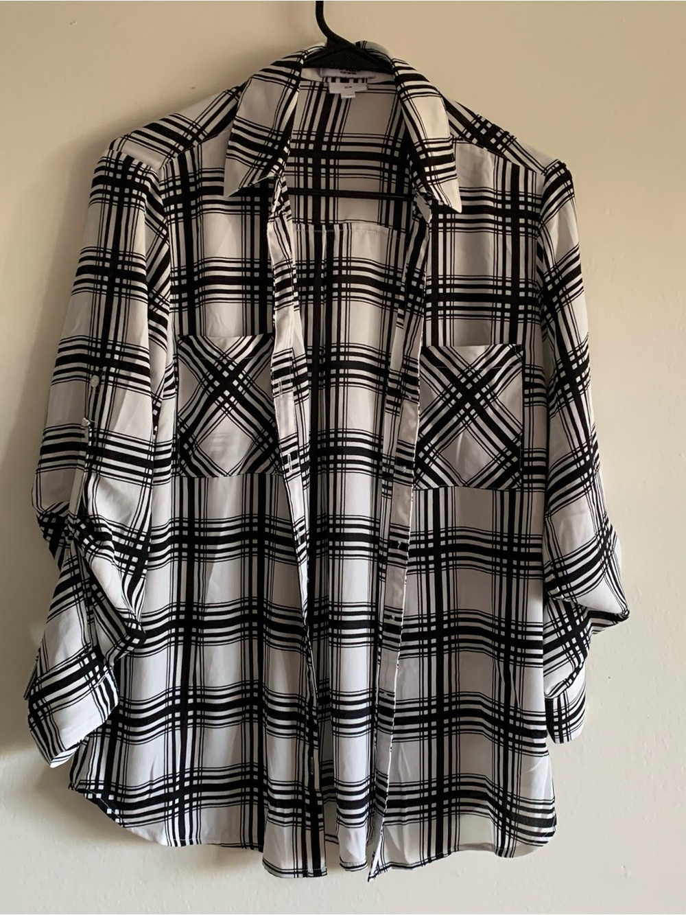 Express Black and White Plaid Shirt
